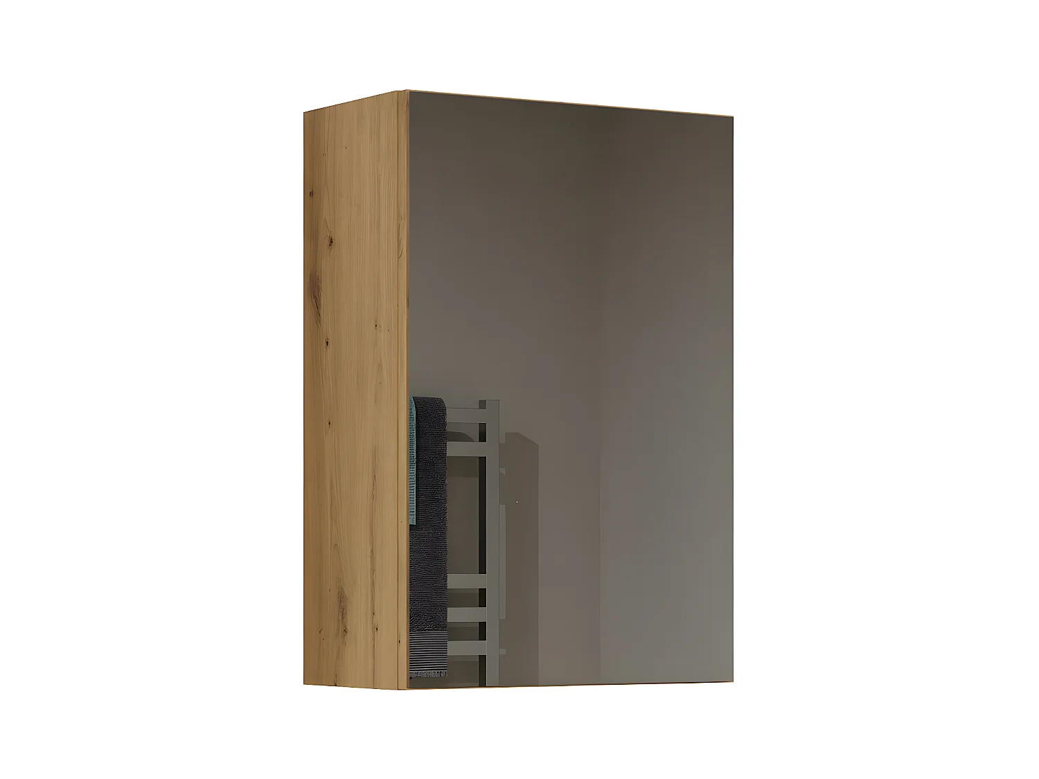 TONNI - Armoire de toilette murale 1 porte - Meuble SDB avec miroir - Dimensions 40x22x60 cm - Rangement Salle de bain