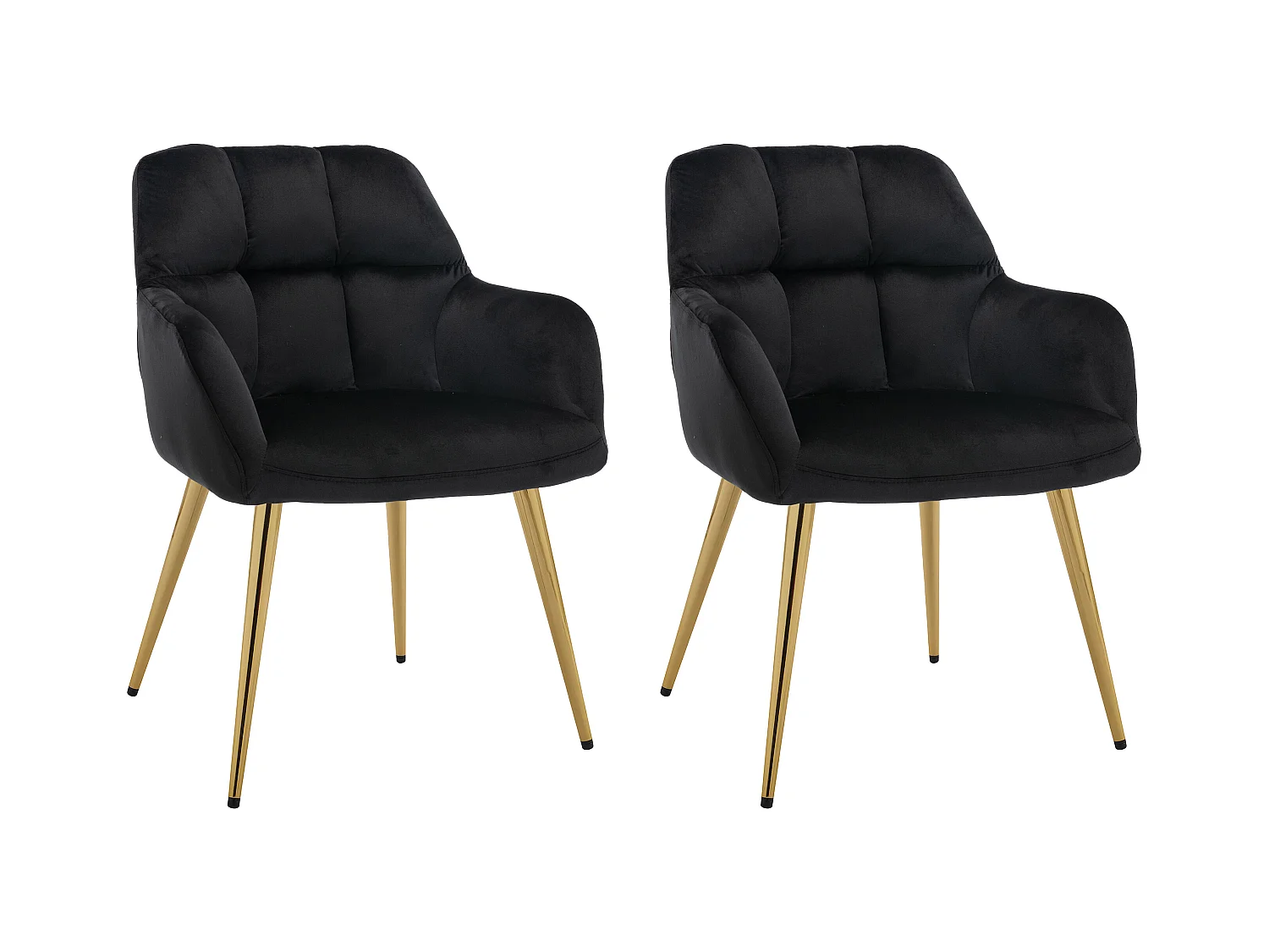 Sæt med 2 fløjlsstole med armlæn og forgyldte metalben - Sort - PEGA af Pascal MORABITO