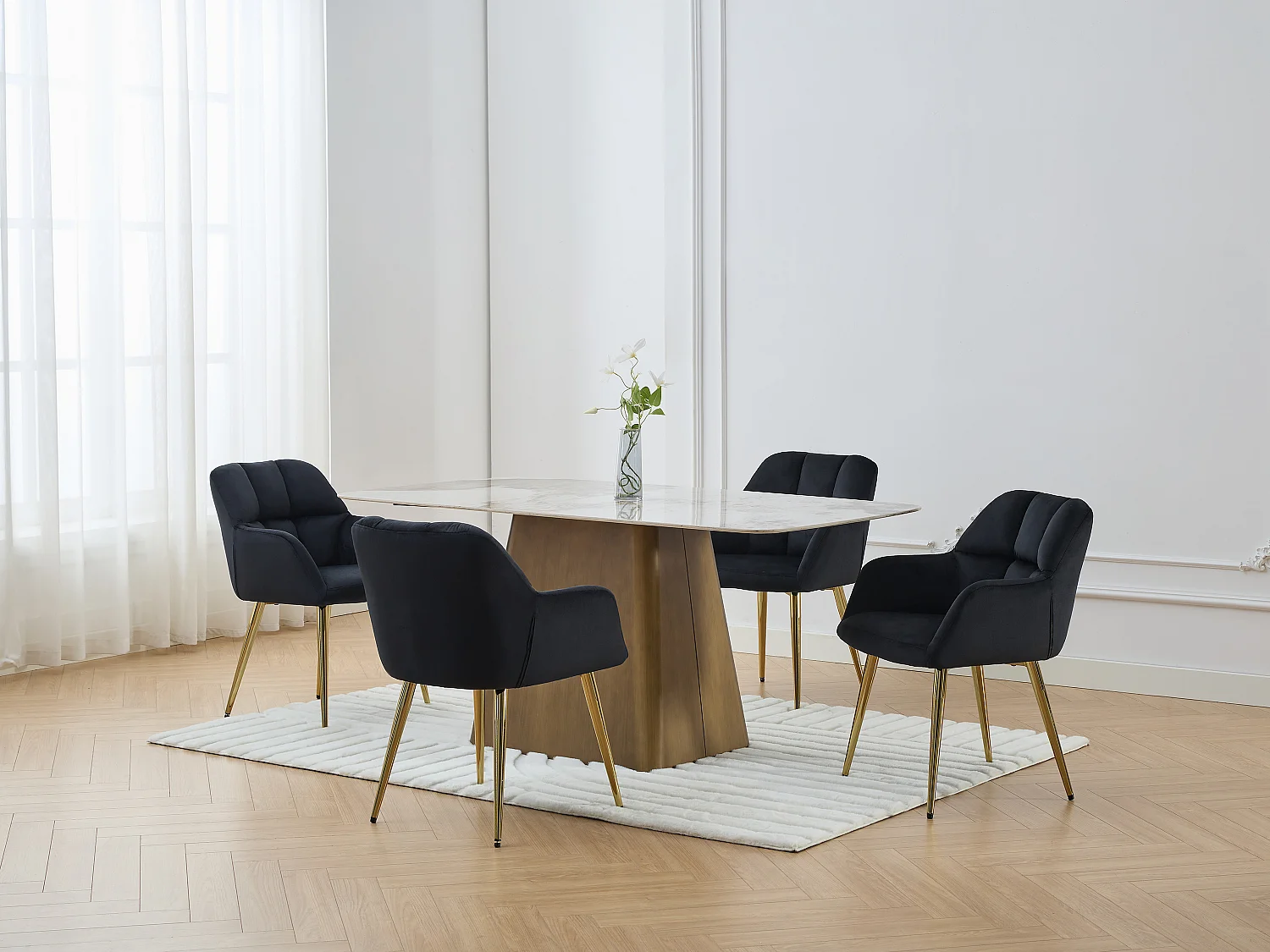 Set van 2 stoelen met armleuningen van velours en goudkleurig metaal - Zwart - PEGA van Pascal MORABITO