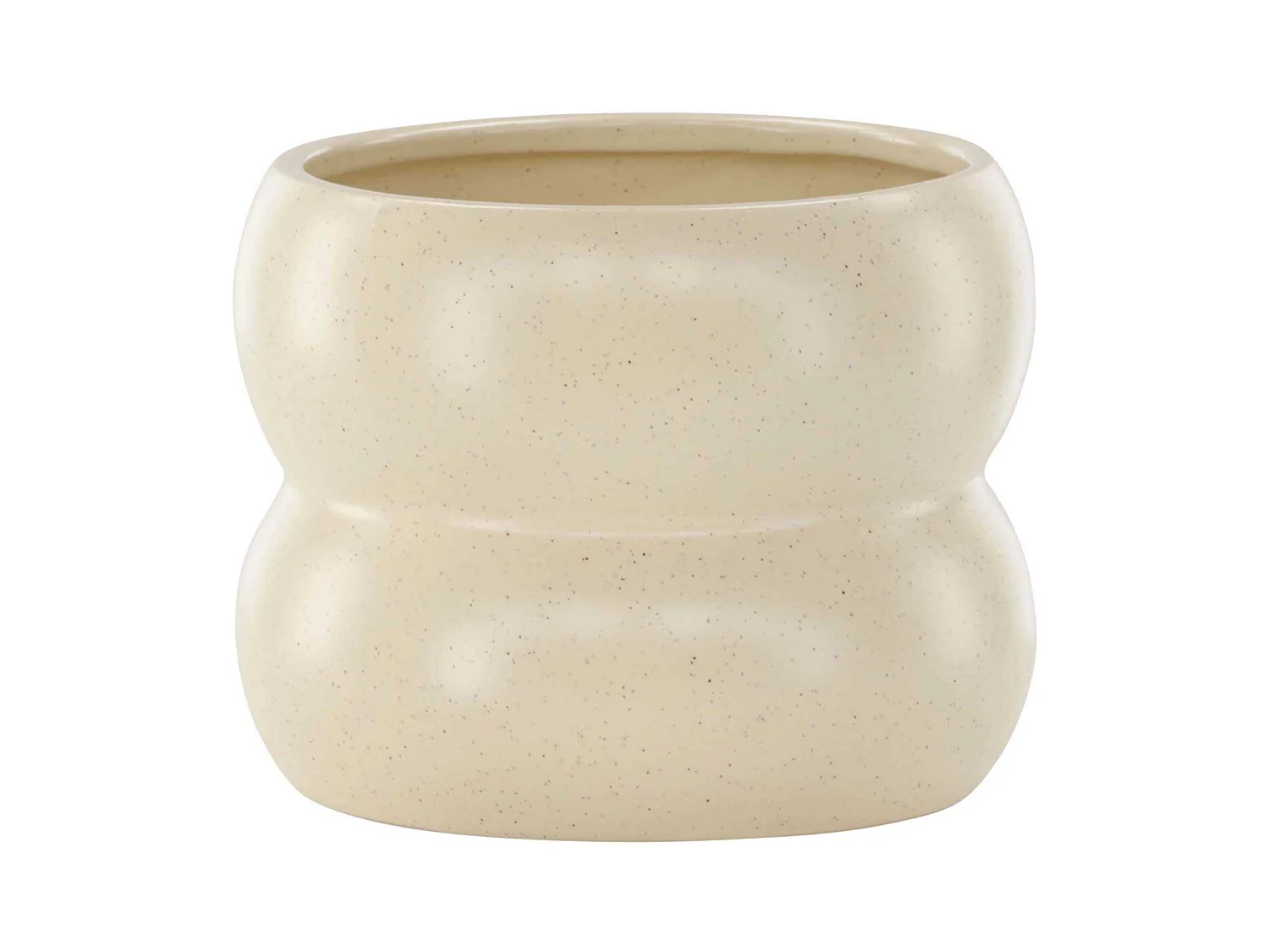 Pot Déco en Céramique "Dapne" 16cm Beige & Noir
