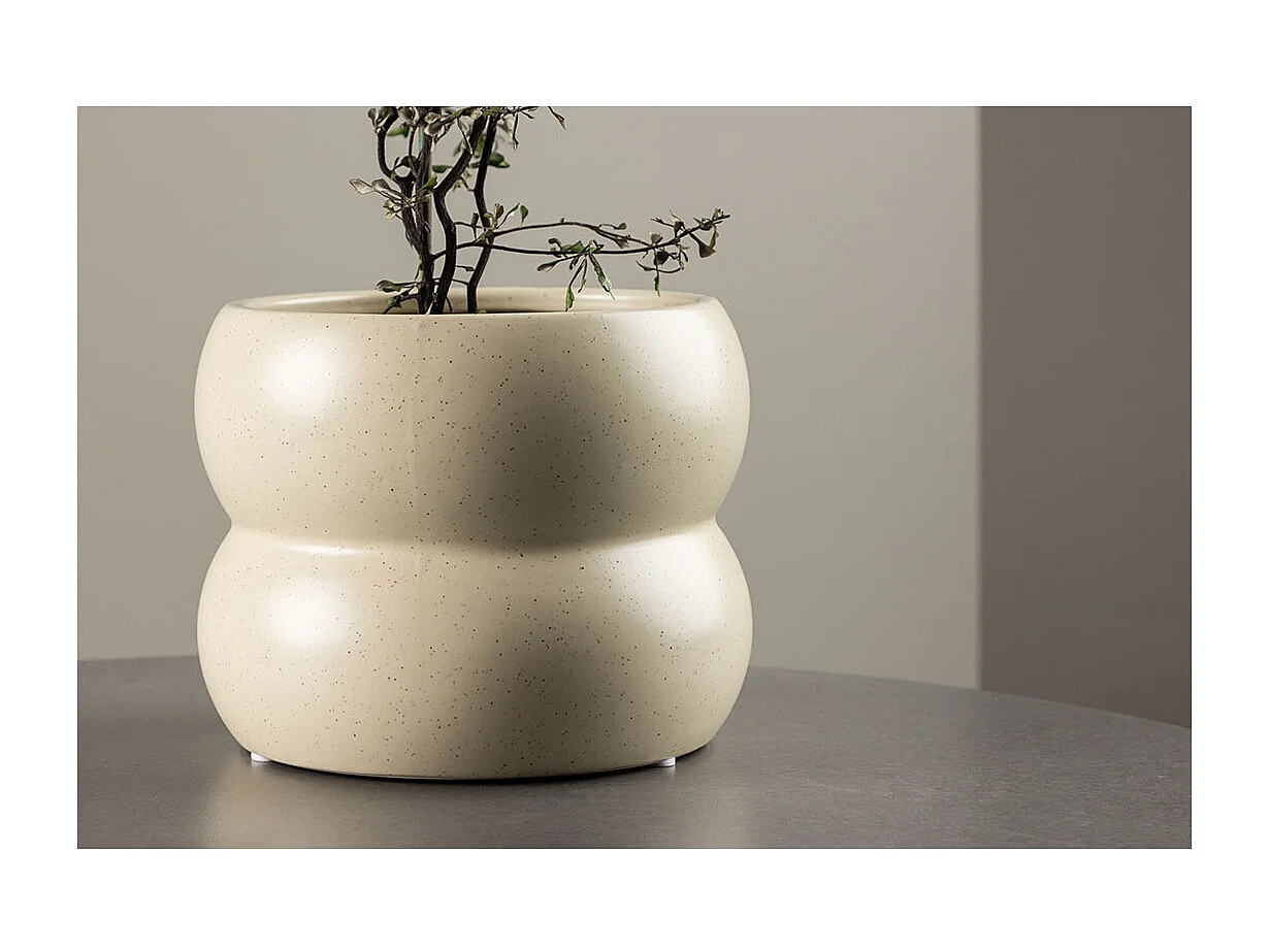 Pot Déco en Céramique "Dapne" 16cm Beige & Noir