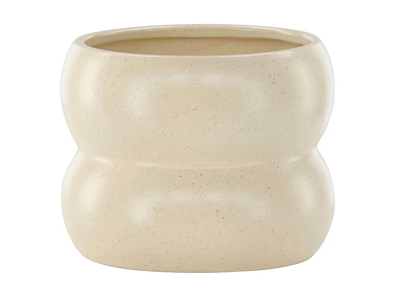 Pot Déco en Céramique "Dapne" 16cm Beige & Noir
