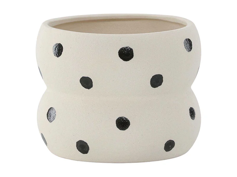 Pot Déco en Céramique "Dapne" 16cm Blanc & Noir