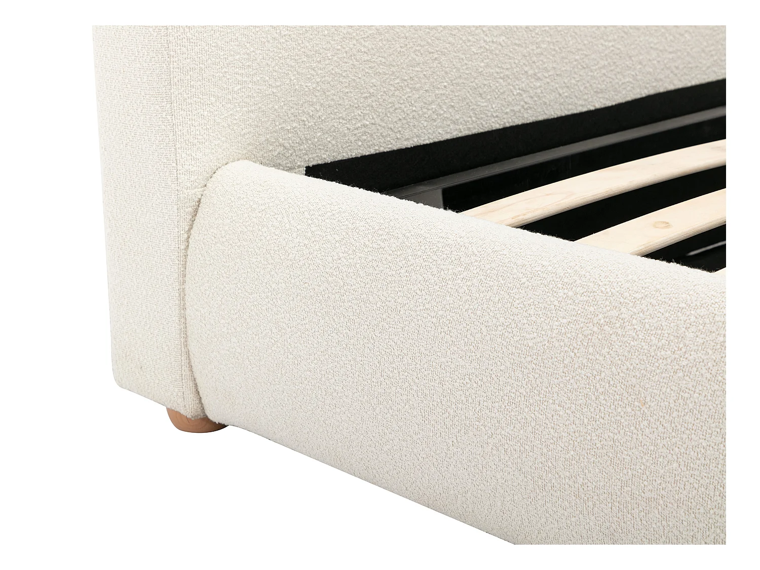 Lit coffre 160 x 200 cm - Tissu bouclette - Blanc + Matelas - VANARI