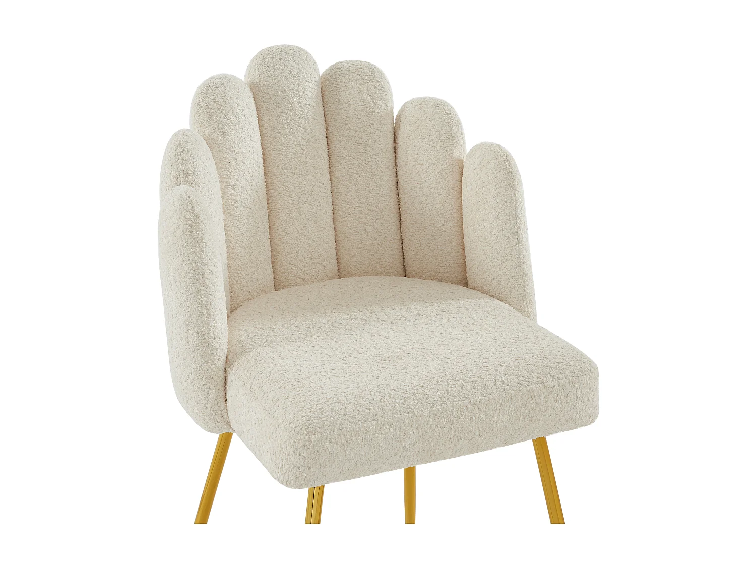 Stuhl 6er-Set - Bouclé-Stoff & goldfarbenes Metall - Cremefarben - ALTINAM von Pascal MORABITO