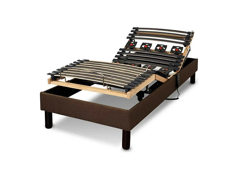 Sommier electrique Essenzia Zen EMOTION MARRON 2x70x190 Lattes et Plots