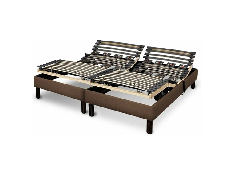 Sommier electrique Essenzia Zen EMOTION MARRON 2x80x200 Lattes et Plots
