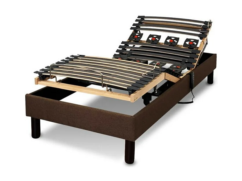 Sommier electrique Essenzia Zen EMOTION MARRON 2x80x200 Lattes et Plots