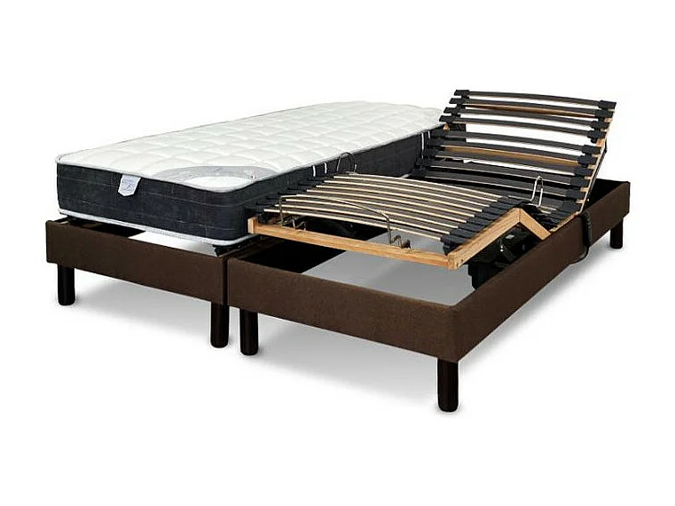 Sommier électrique Essenzia Zen DETENTE MARRON 2x80x200 Lattes