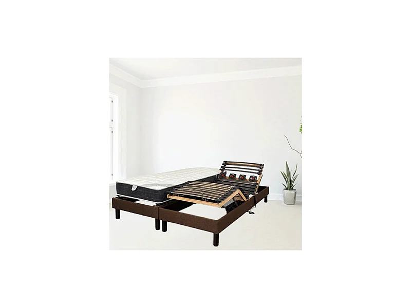 Sommier électrique Essenzia Zen EMOTION MARRON 80x200 Lattes et Plots