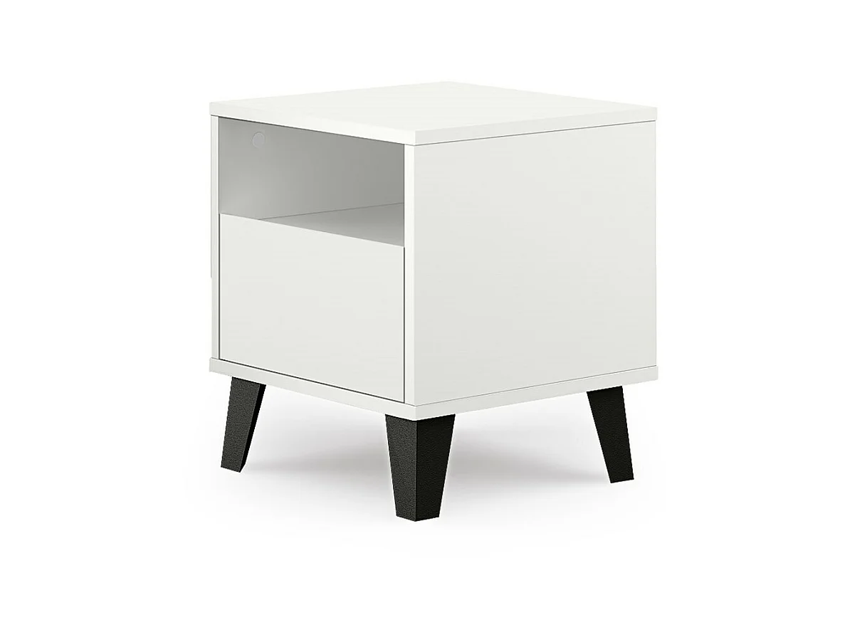 SONIA - Table de chevet style scandinave - Dimensions 40x39x45.5 cm - 1 étagère + 1 tiroir