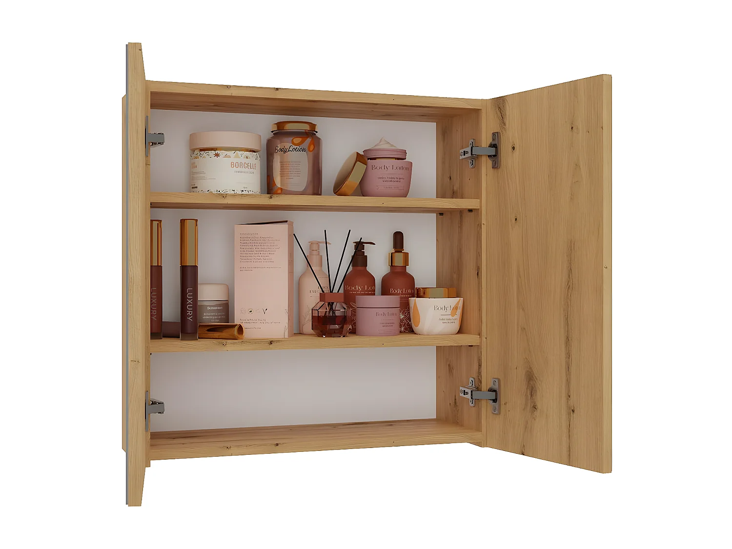 SOFYA - Armoire de toilette murale 2 portes - Meuble SDB avec miroir - Dimensions 60x22x60 cm - Rangement Salle de bain