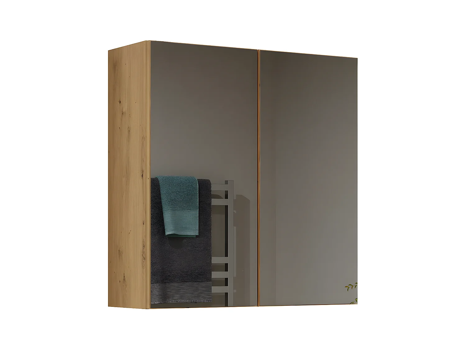 SOFYA - Armoire de toilette murale 2 portes - Meuble SDB avec miroir - Dimensions 60x22x60 cm - Rangement Salle de bain