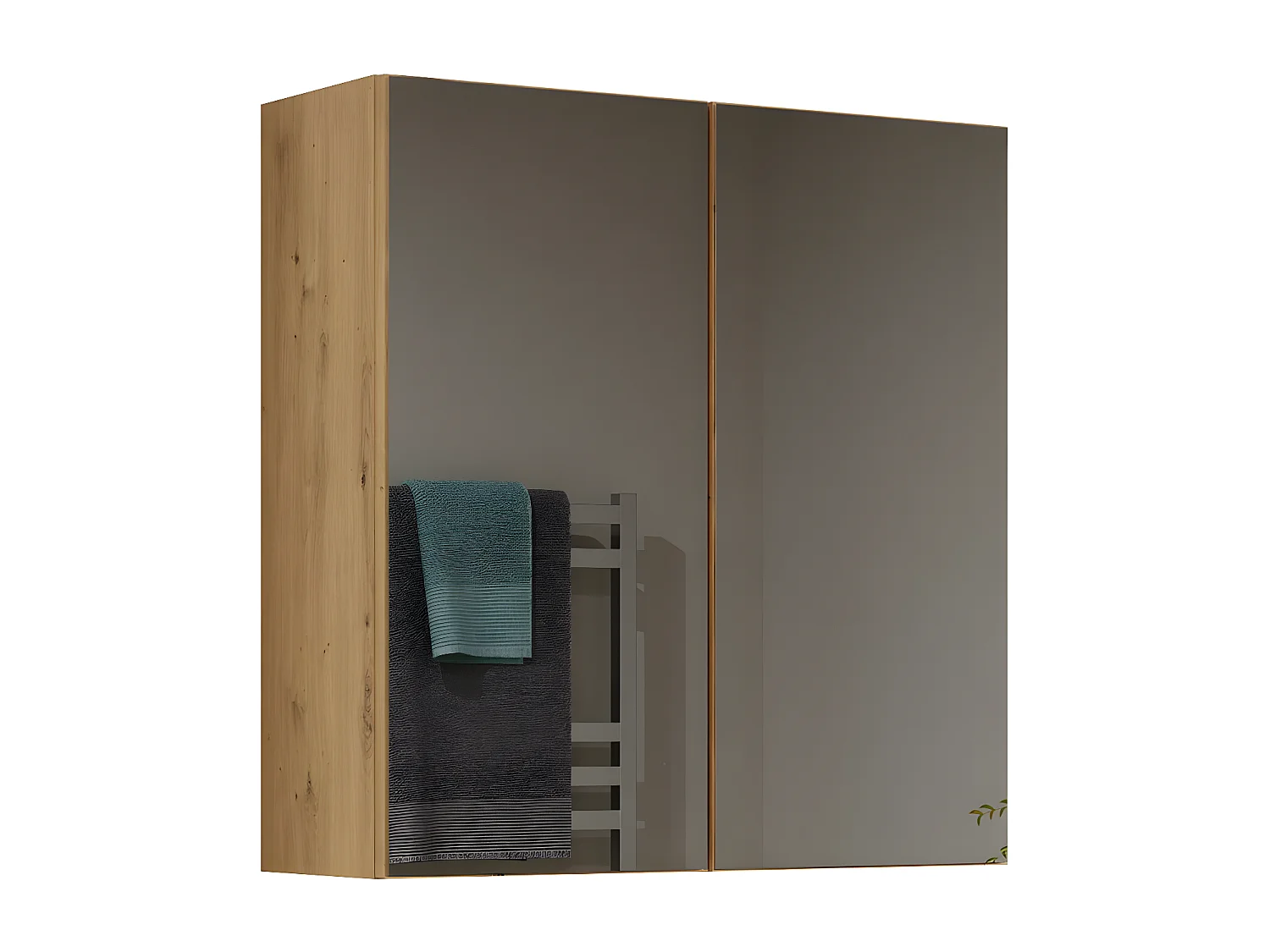 SOFYA - Armoire de toilette murale 2 portes - Meuble SDB avec miroir - Dimensions 60x22x60 cm - Rangement Salle de bain