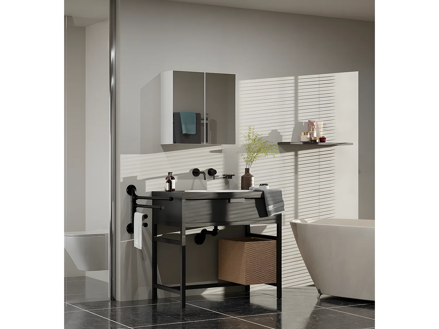 CDF HÄNGESCHRANK Pola 2DL | Farbe: Weiß | Moderner Schrank | Ablagefläche | Geräumige Einlegeböden | Einfache Montage | Glatte Seiten ohne Endkappen | Spiegel