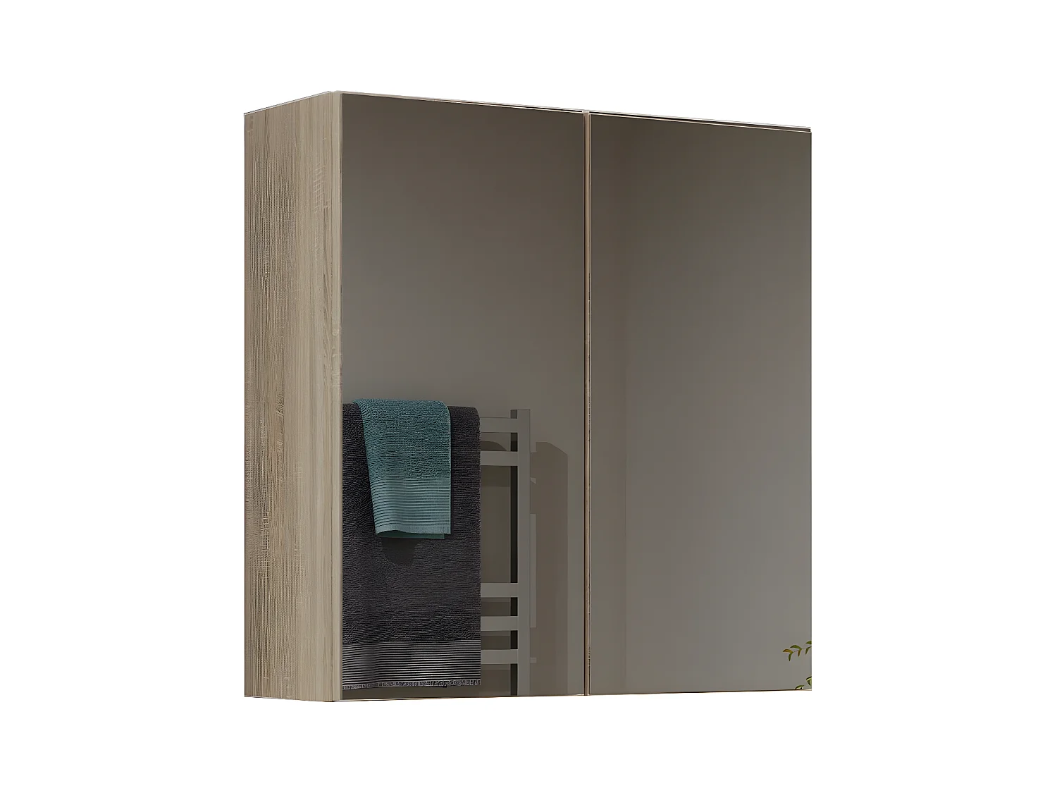 SOFYA - Armoire de toilette murale 2 portes - Meuble SDB avec miroir - Dimensions 60x22x60 cm - Rangement Salle de bain
