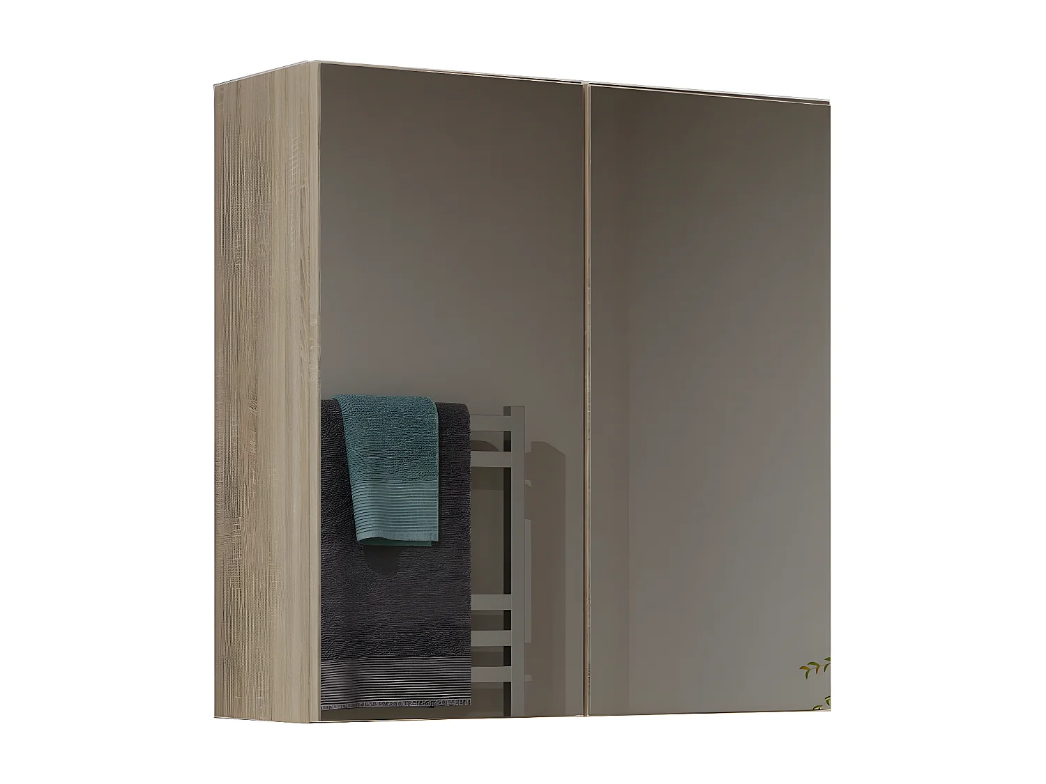 SOFYA - Armoire de toilette murale 2 portes - Meuble SDB avec miroir - Dimensions 60x22x60 cm - Rangement Salle de bain