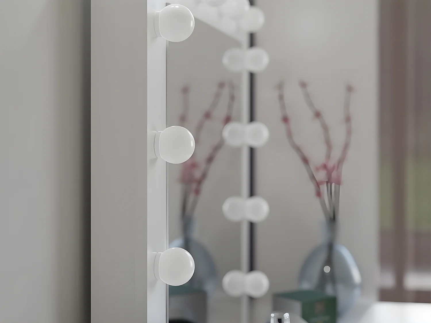 MARINA - Comodino a 6 cassetti con specchio e illuminazione a LED - Bianco