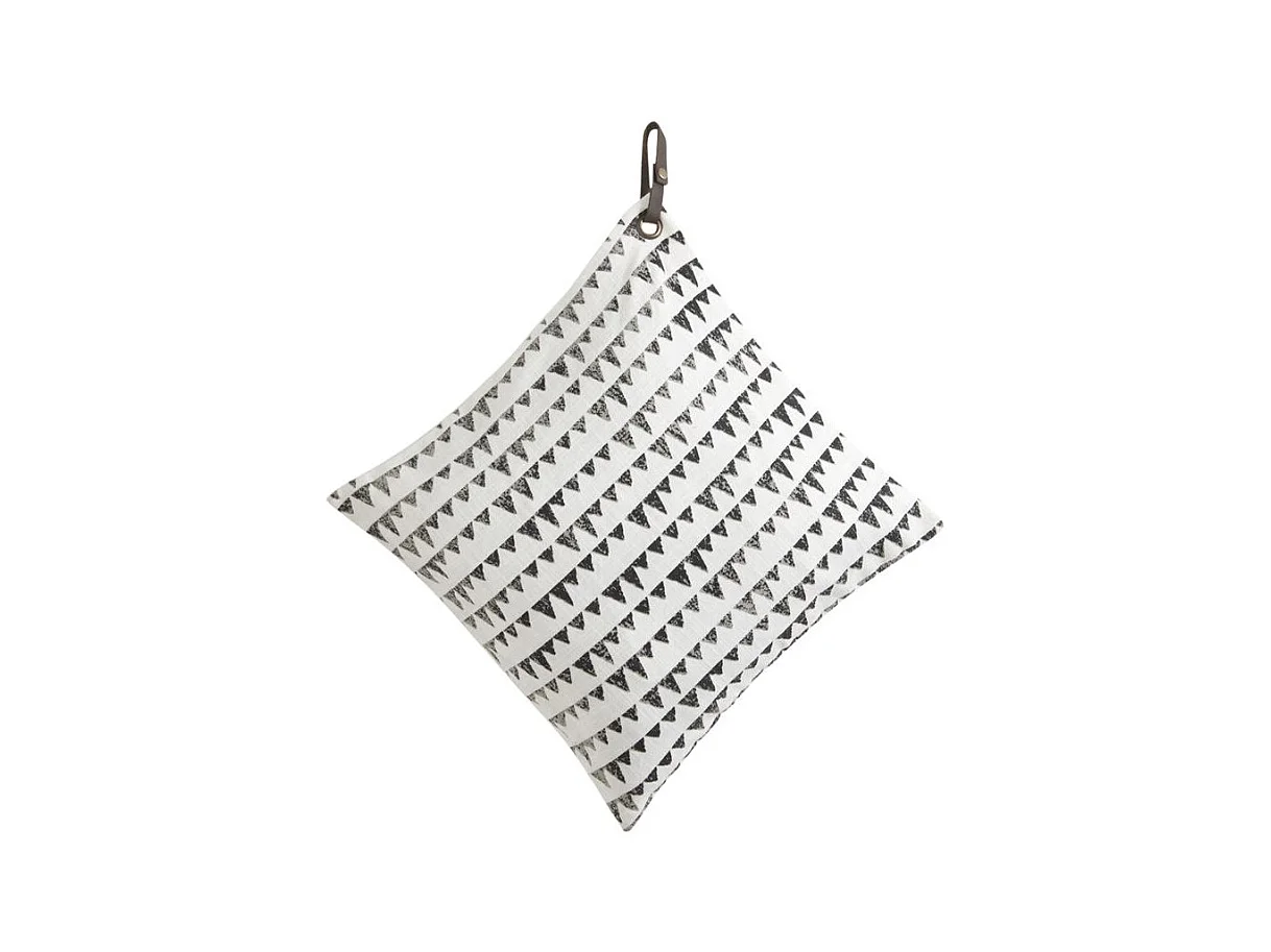 Coussin en coton avec sangle cuir Triangle