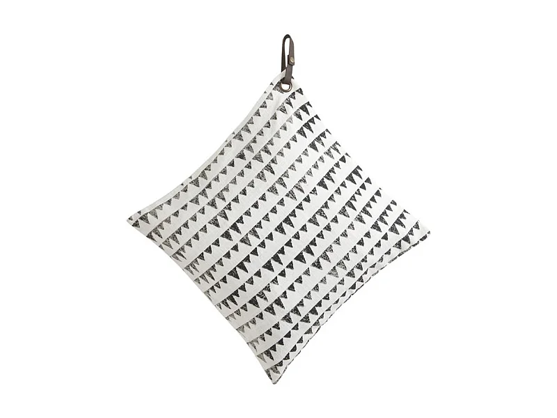 Coussin en coton avec sangle cuir Triangle