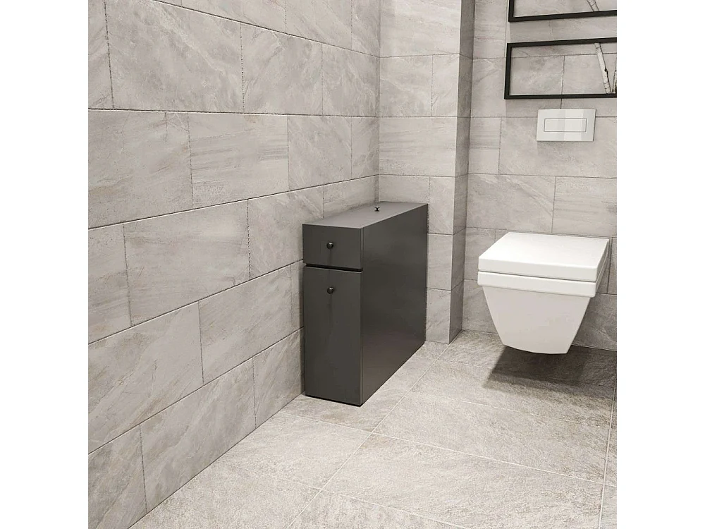 Rangement de salle de bain 1 porte et 2 tiroirs Denali Bois Anthracite