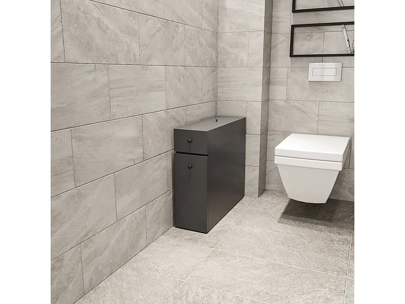 Rangement de salle de bain 1 porte et 2 tiroirs Denali Bois Anthracite