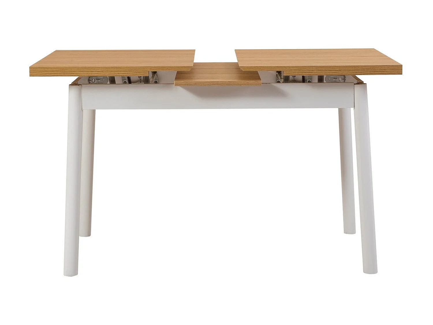 Ensemble 1 table extensible et 4 chaises bois naturel et blanc Kontante