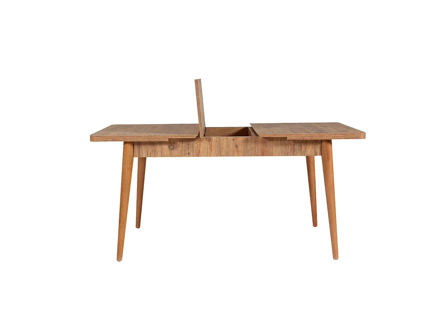 Ensemble table extensible 2 chaises et 2 bancs bois naturel et tissu gris Mariva