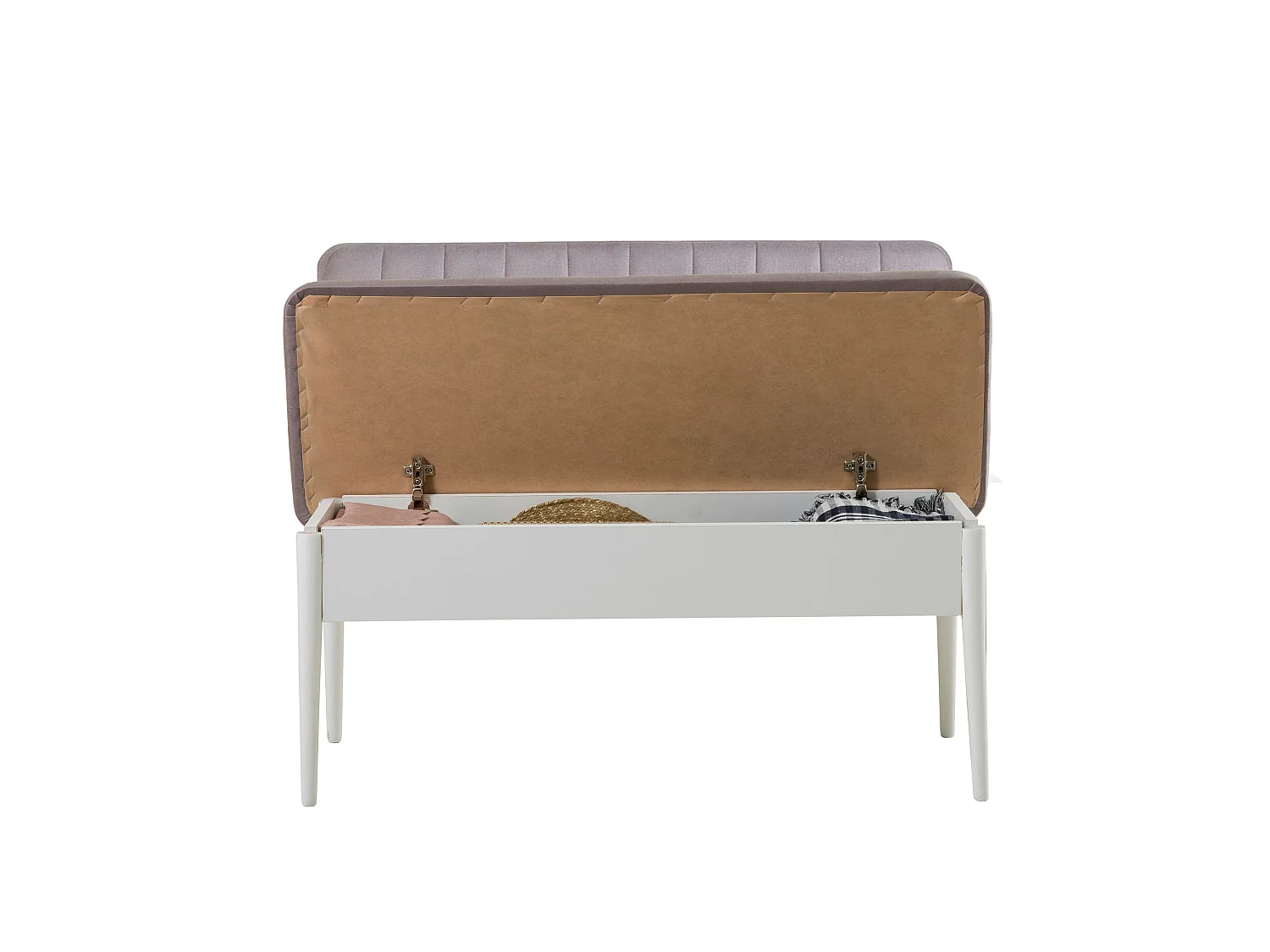 Ensemble table extensible 2 chaises et 2 bancs bois blanc et tissu gris Mariva