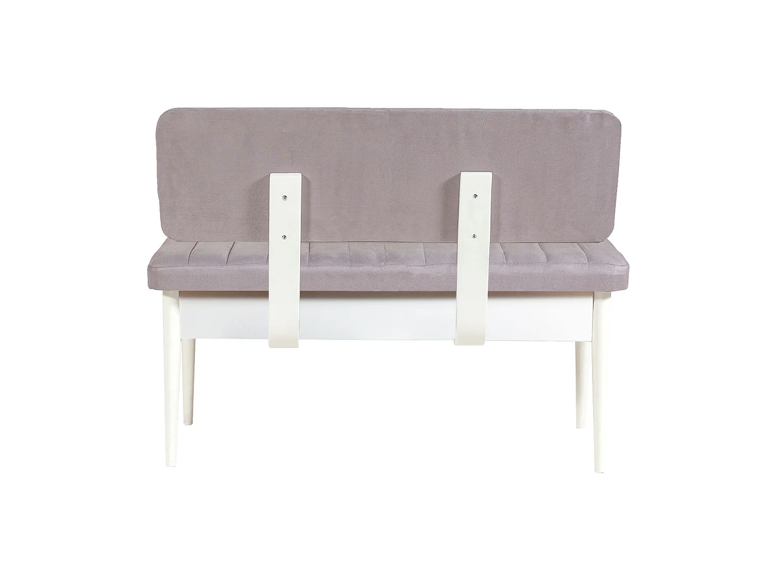 Ensemble table extensible 2 chaises et 2 bancs bois blanc et tissu gris Mariva