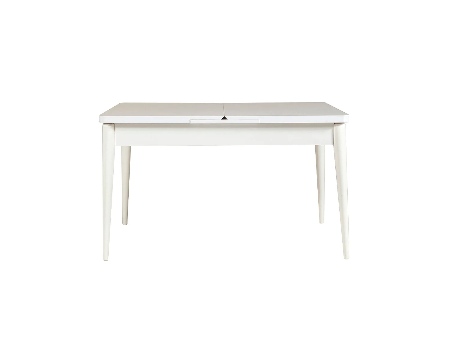 Ensemble table extensible 2 chaises et 2 bancs bois blanc et tissu gris Mariva