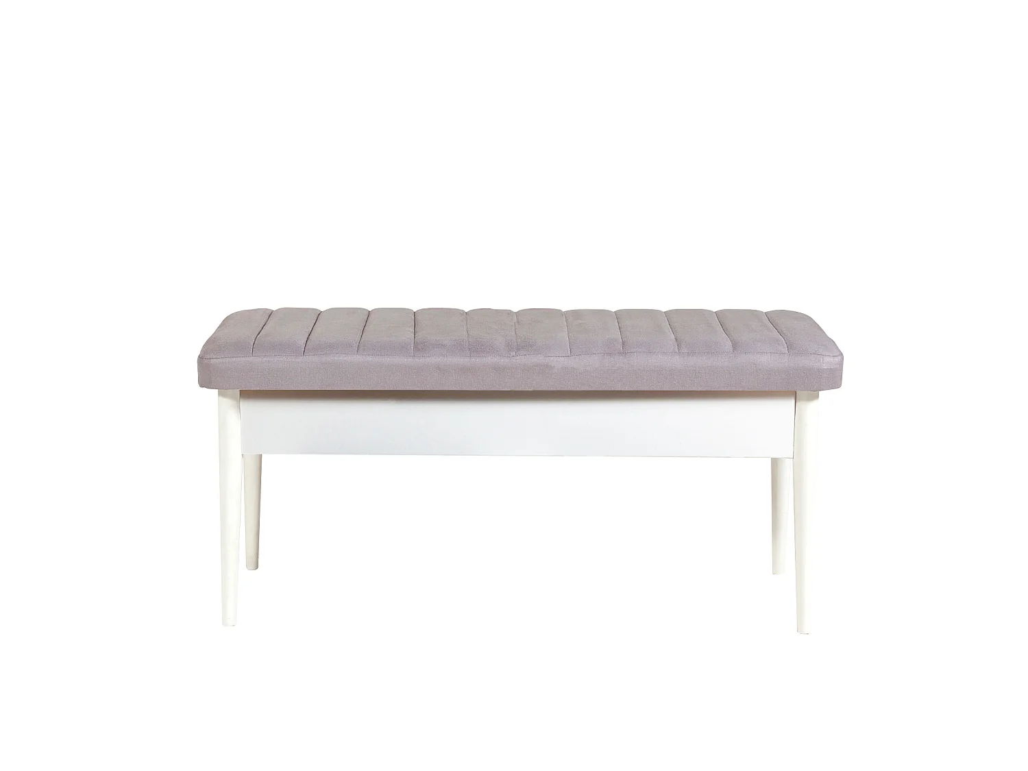 Ensemble table extensible 2 chaises et 2 bancs bois blanc et tissu gris Mariva