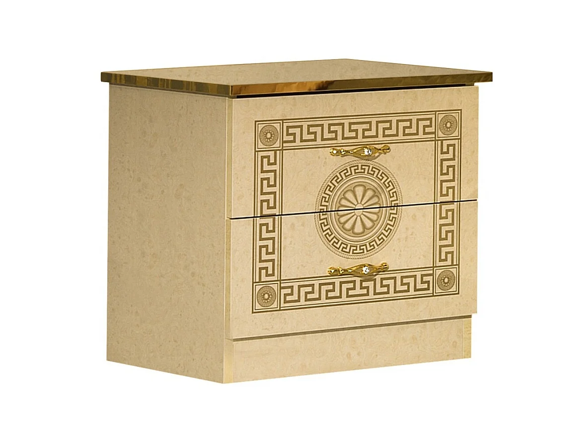 Savana beige en goud gelakt nachtkastje met 2 lades 50 cm