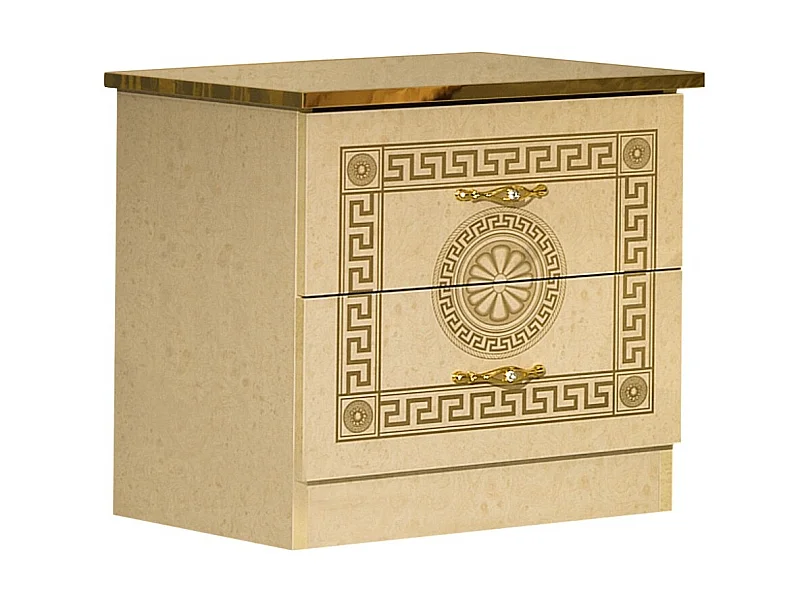 Savana beige en goud gelakt nachtkastje met 2 lades 50 cm