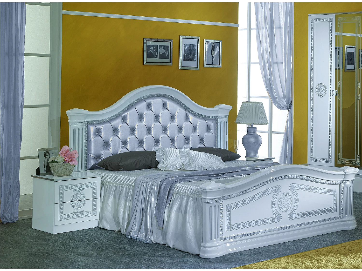 Savana wit en grijs gelakt nachtkastje met 2 lades 50 cm