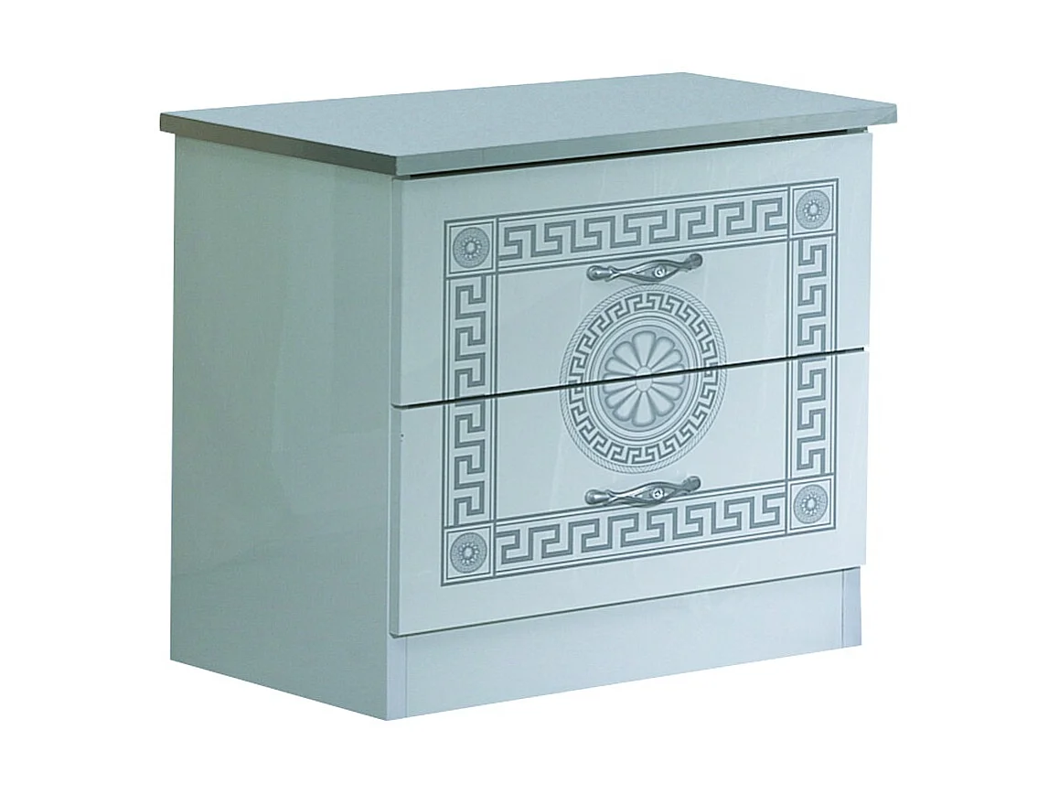 Chevet 2 tiroirs laqué blanc et gris Savana 50cm