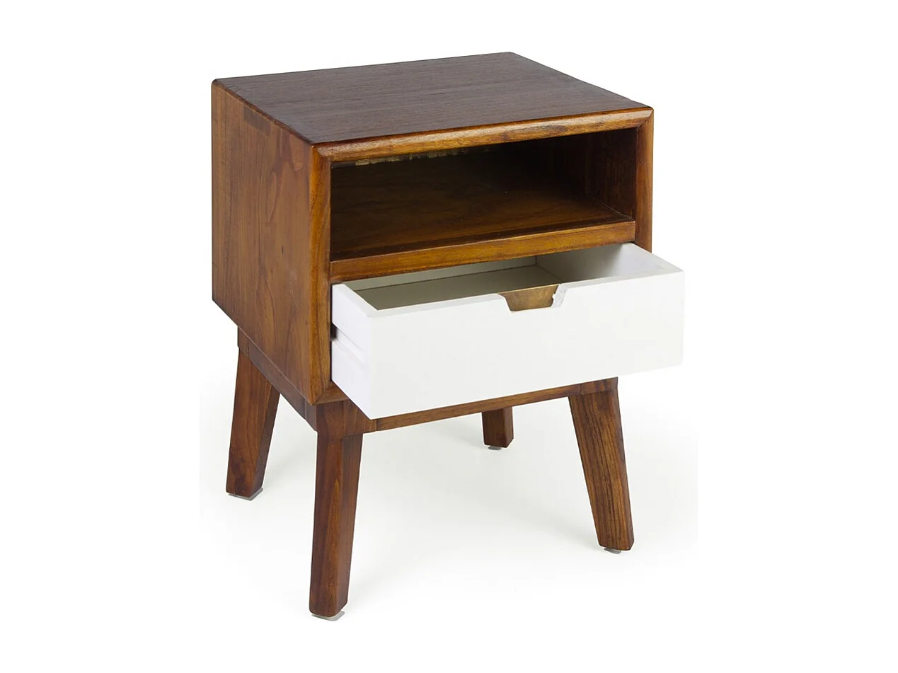 Chevet 1 tiroir et 1 niche bois massif de mindi Kretos 60cm