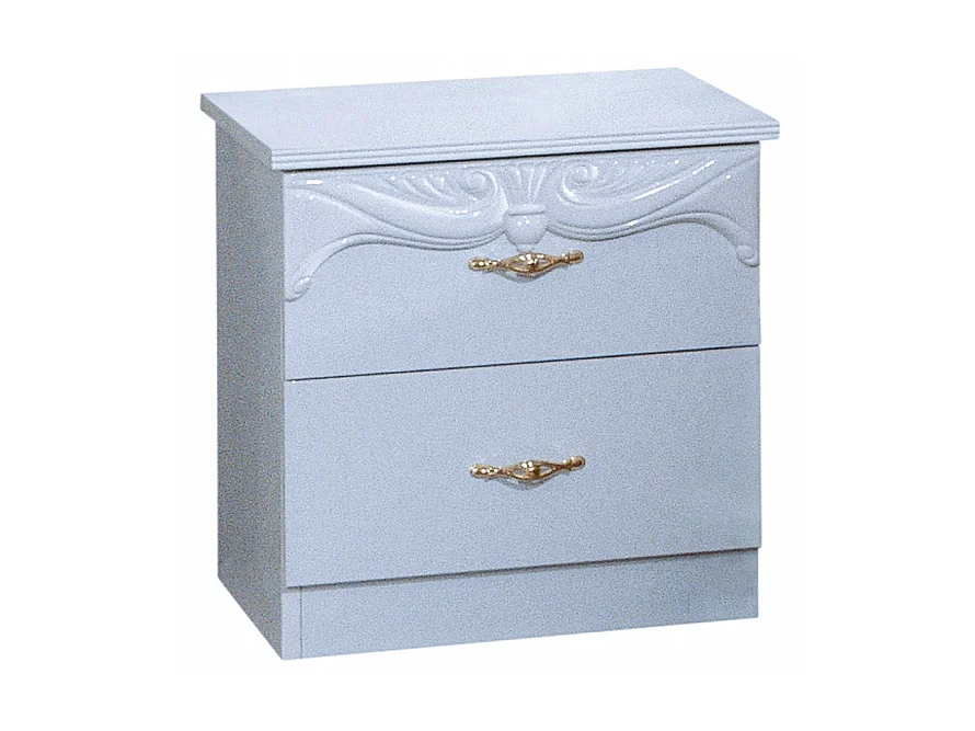 Chevet 2 tiroirs baroque bois brillant blanc Venize 50cm