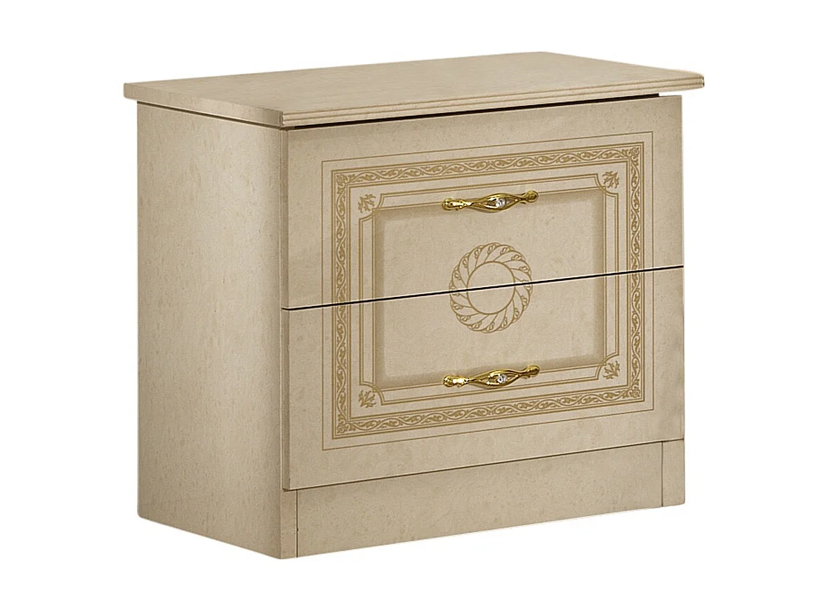 Chevet 2 tiroirs laqué beige Soraya 50cm