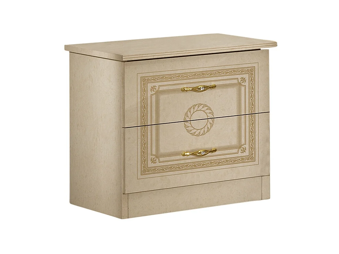 Chevet 2 tiroirs laqué beige Soraya 50cm