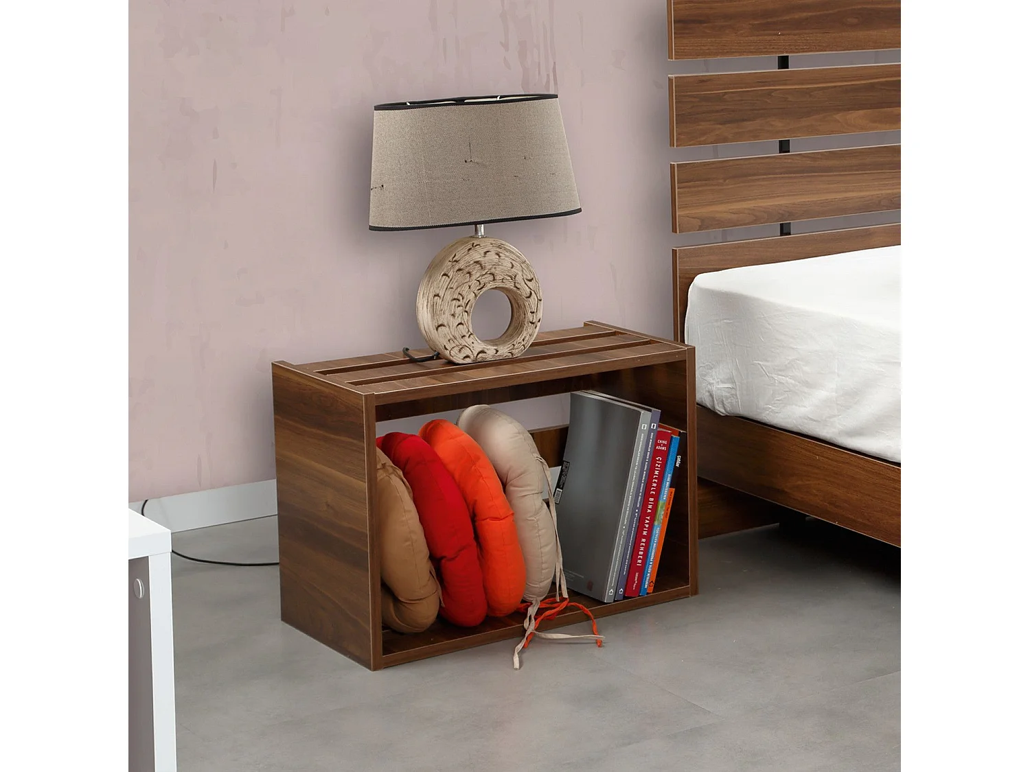 Table de chevet Olgin L60xH43cm Bois foncé