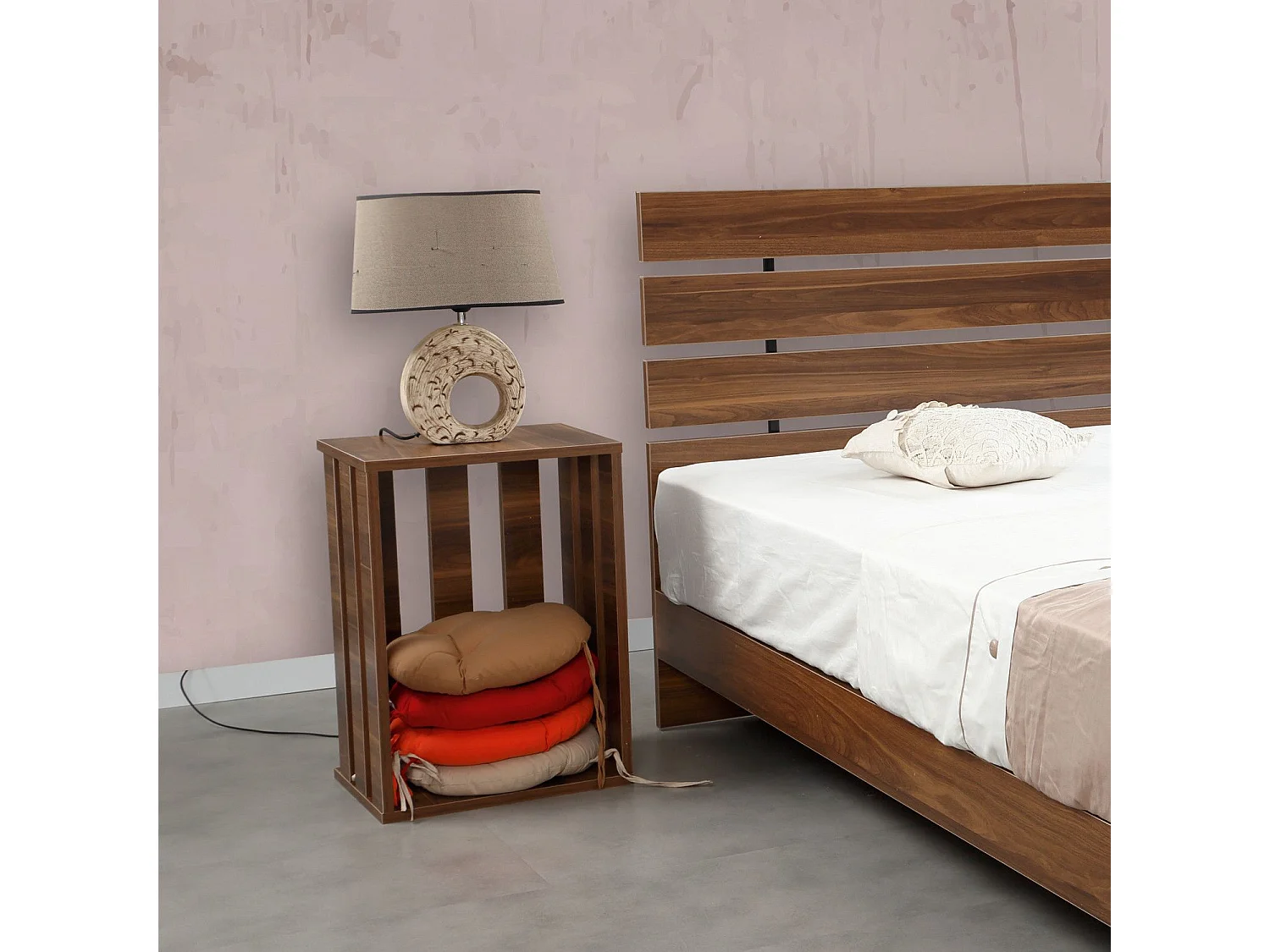 Table de chevet Olgin L60xH43cm Bois foncé