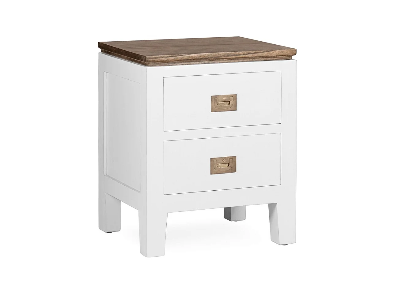 Table de chevet provençale bois massif de mindi blanc et marron Kirest 130cm