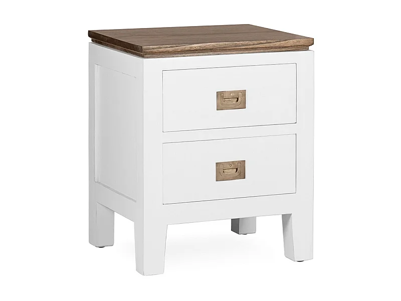 Table de chevet provençale bois massif de mindi blanc et marron Kirest 130cm