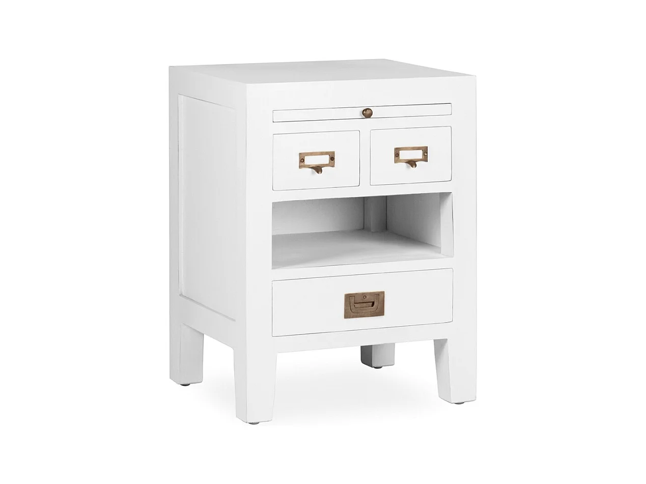 Table de chevet bois massif de mindi blanc Kourame 45cm
