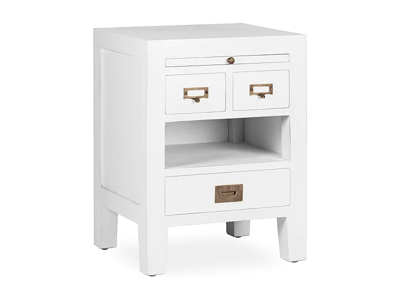Table de chevet bois massif de mindi blanc Kourame 45cm