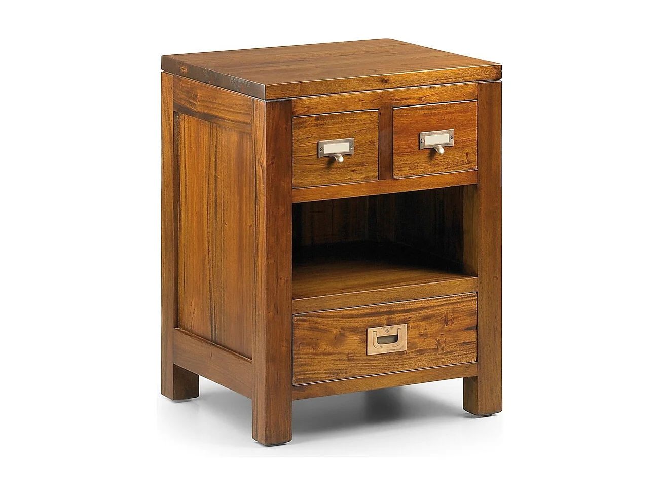 Chevet 3 tiroirs coloniale en bois d'acajou massif Falkane 45cm