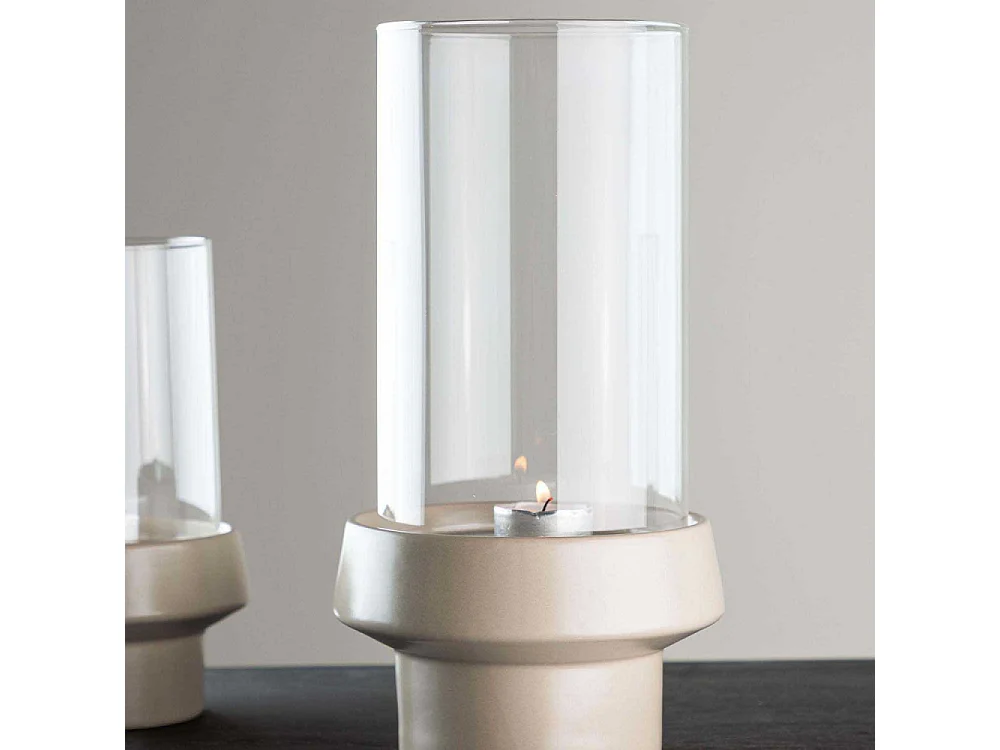 Davida Teelichthalter beige.