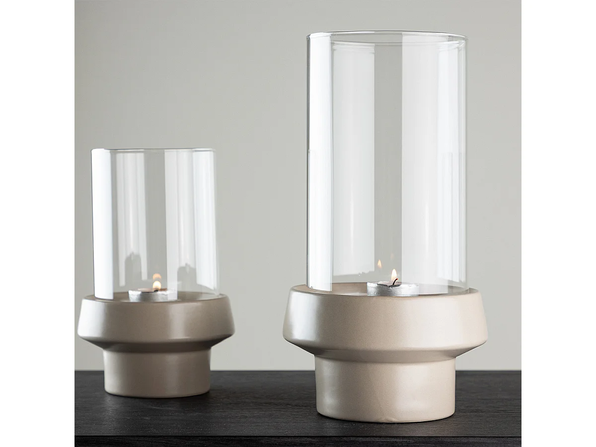 Lanterne en Verre "Davida" 29cm Beige