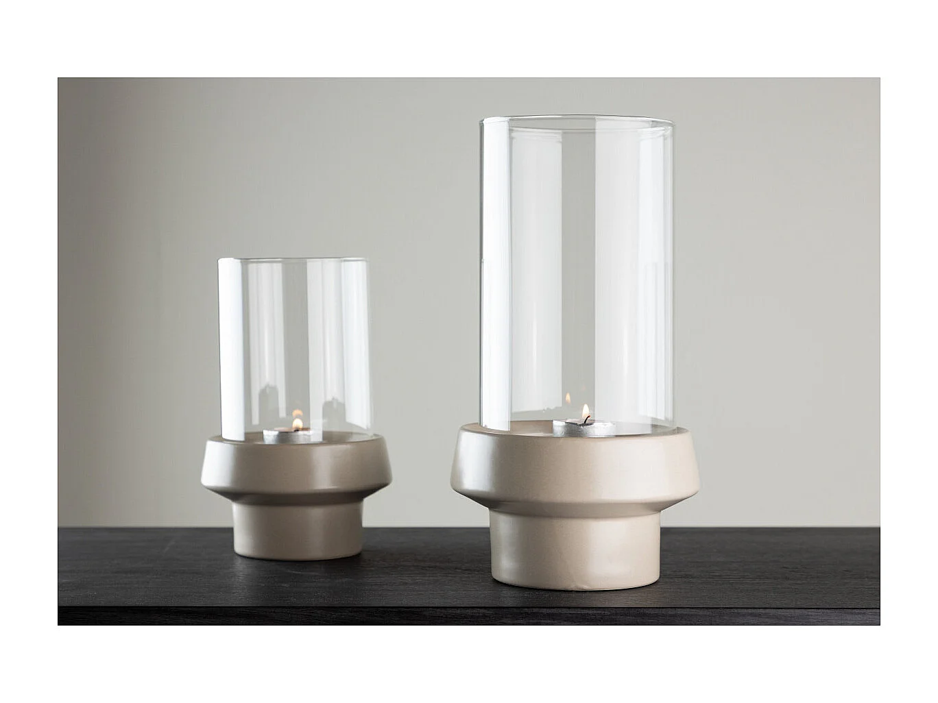 Lanterne en Verre "Davida" 29cm Beige